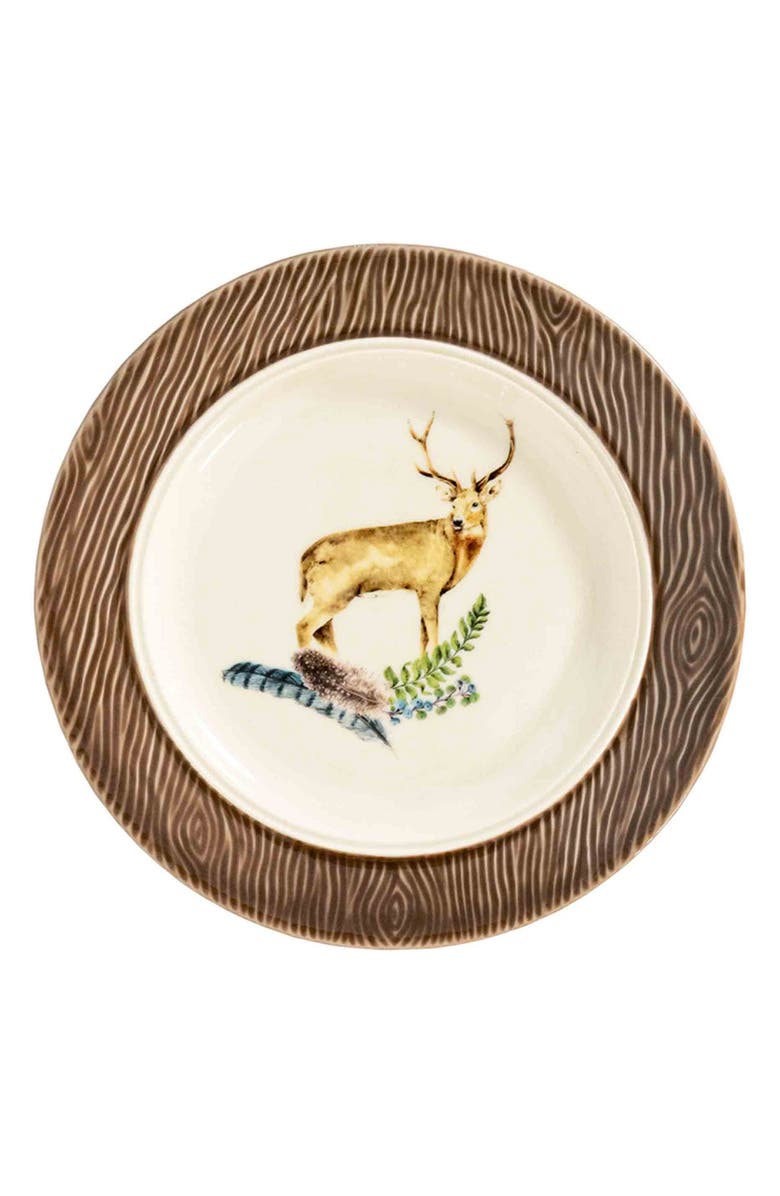 Juliska Forest Walk Set of 4 Animal Cocktail Plates, Alternate, color, Walnut/ Cafe Au Lait