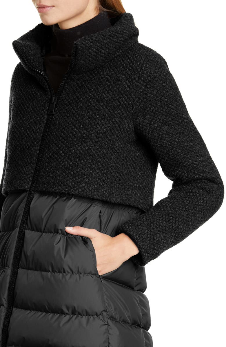 Herno High/Low Knit & Quilted Down Puffer Jacket, Alternate, color, 
