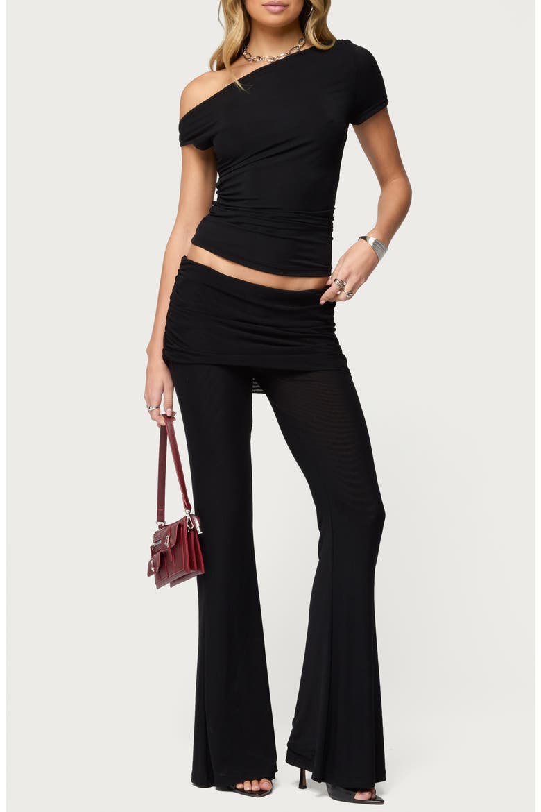 Halli Foldover Waist Skirted Pants, Alternate, color, BLACK