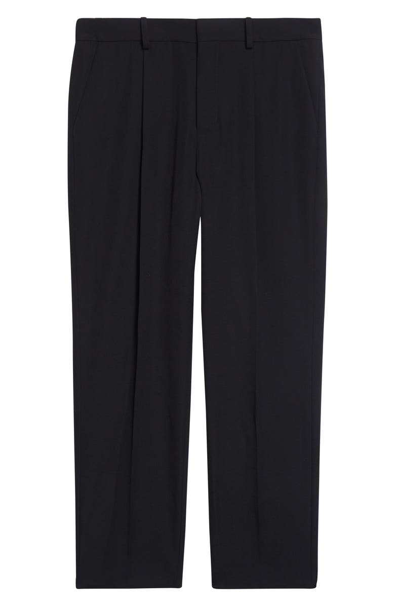 Balmain Pleated Pinstripe Straight Leg Wool Pants, Alternate, color, 0Pa Black