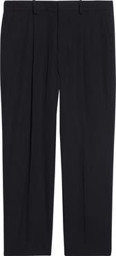 Balmain Pleated Pinstripe Straight Leg Wool Pants