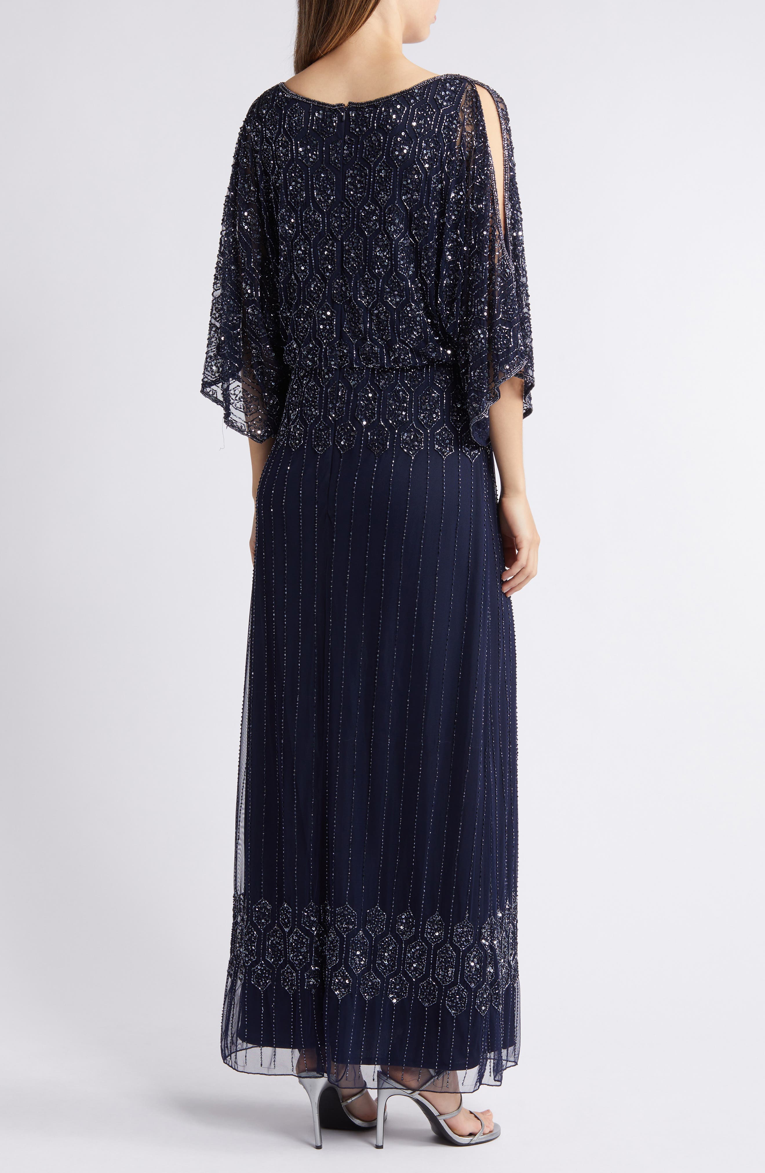 Beaded Blouson Split Sleeve Gown - image 2
