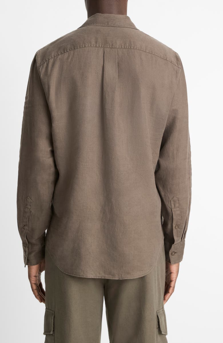 Vince Relaxed Fit Linen Utility Shirt, Alternate, color, Mangrove