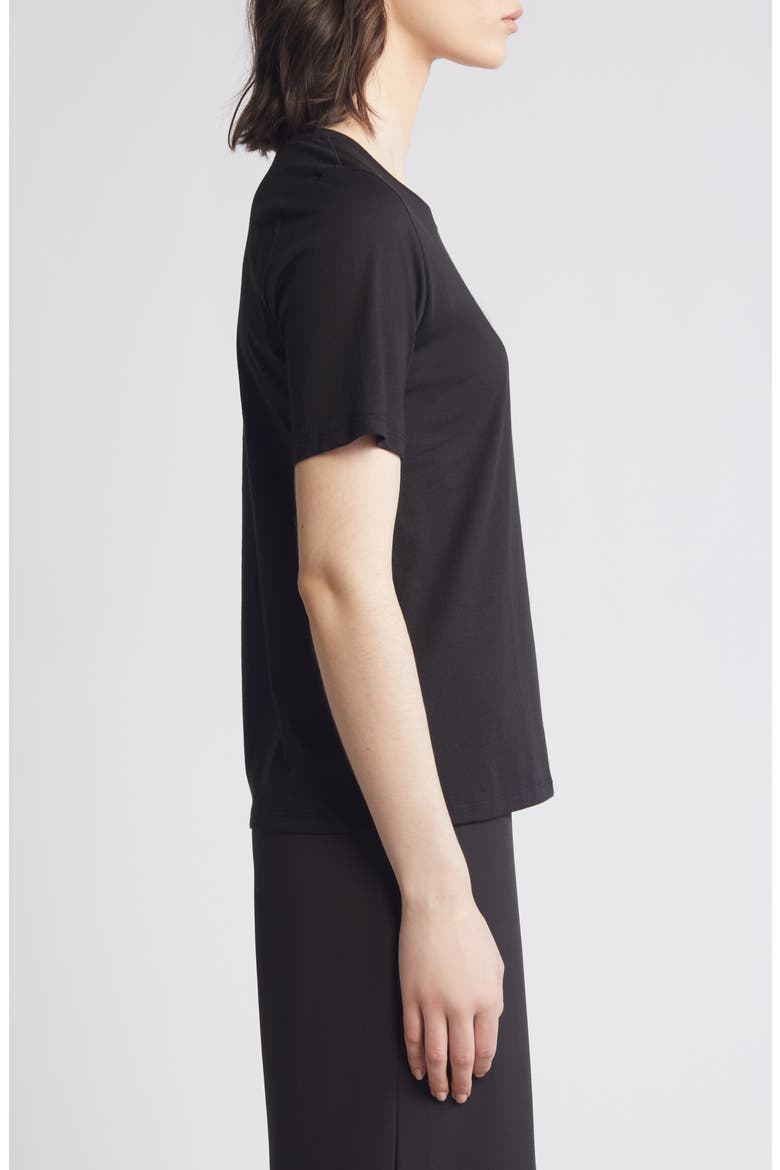 Crewneck Organic Cotton Jersey Top, Alternate, color, BLACK