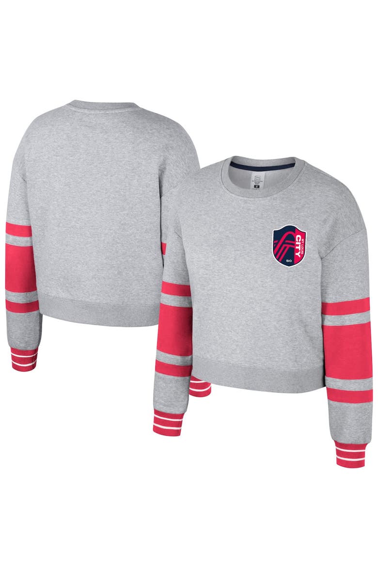 Women's Stadium Essentials Heather Gray St. Louis City SC Scrimmage Cropped Pullover Sweatshirt, Main, color, Heather Gray