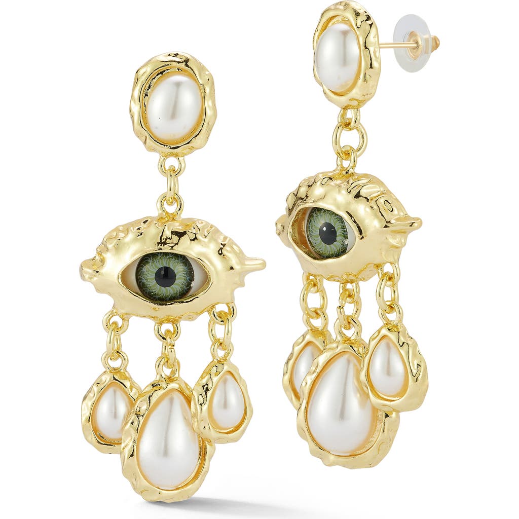 Sphera Milano Plated Evil Eye Earrings