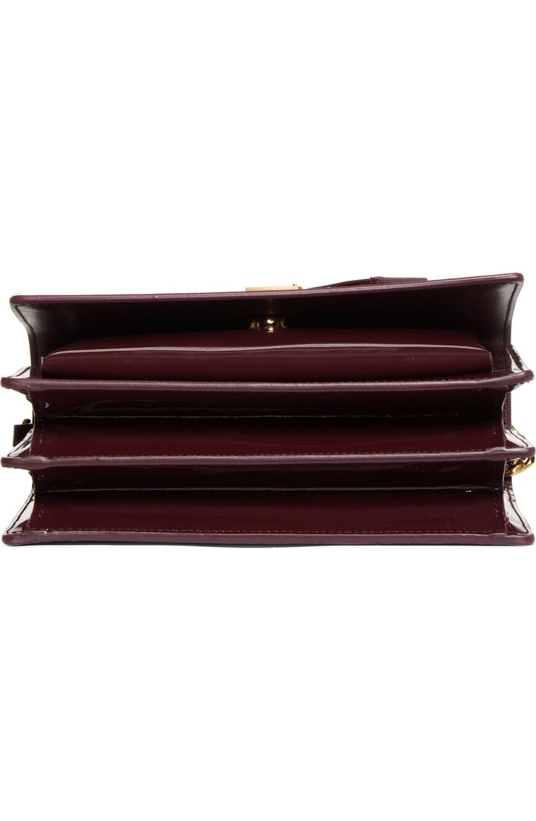 Saint Laurent Small Sunset Patent Leather Shoulder Bag, Alternate, color, Dark Red Wine