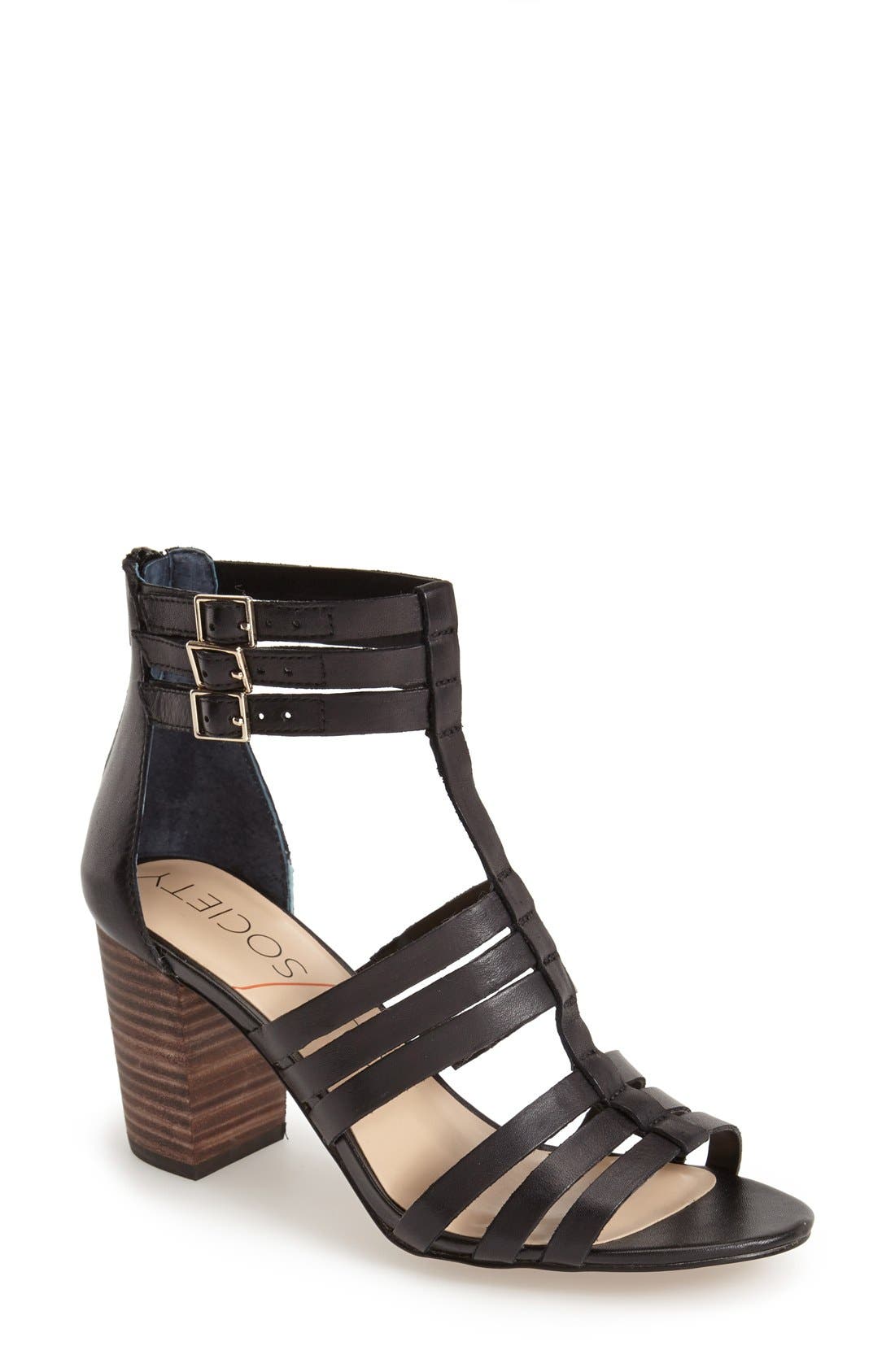 'Elise' Gladiator Sandal, Main, color, BLACK