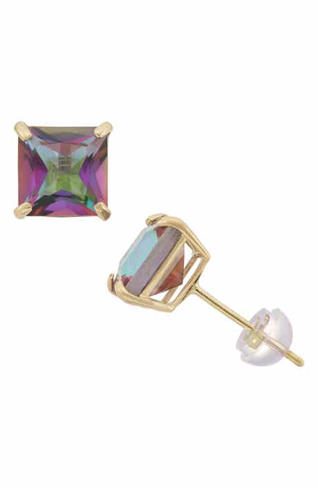 FZN <p>10k Gold Rainbow Lab Created Topaz Stud Earrings</p>