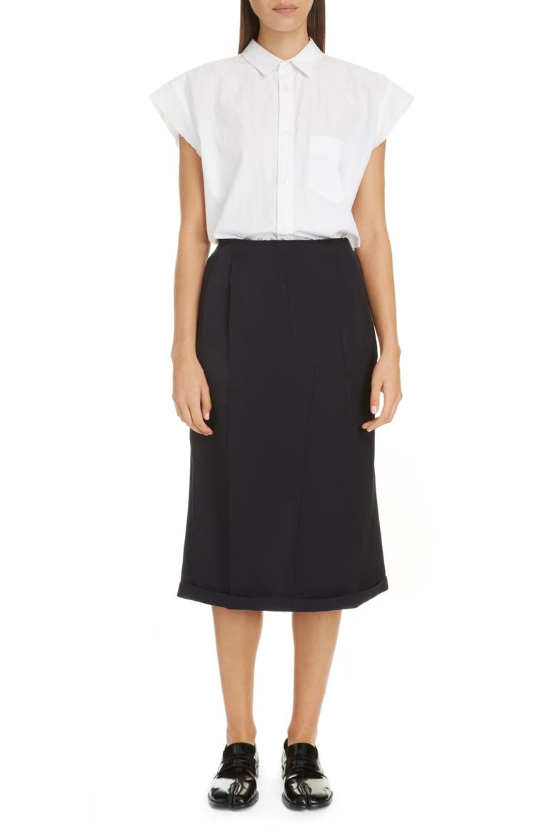 Cutoff Sleeve Cotton Poplin Shirt, Alternate, color, 100 WHITE