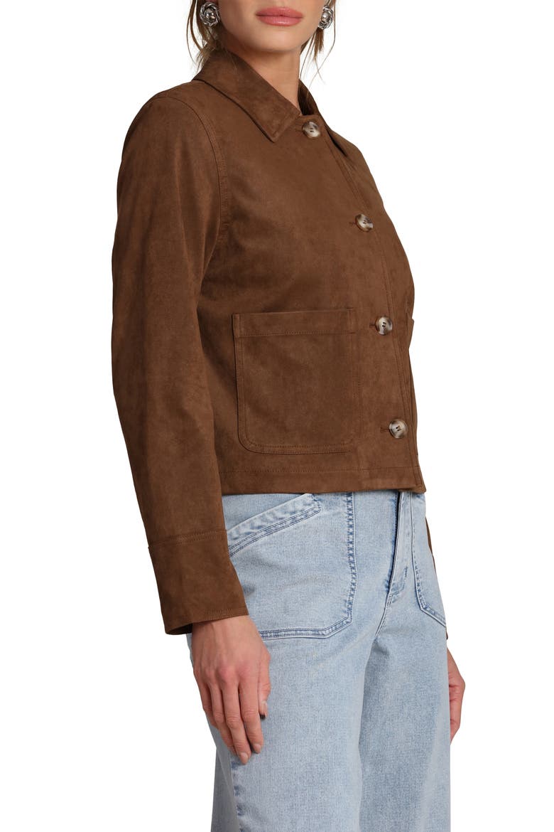 Faux Suede Jacket, Alternate, color, DEEP TOFFEE