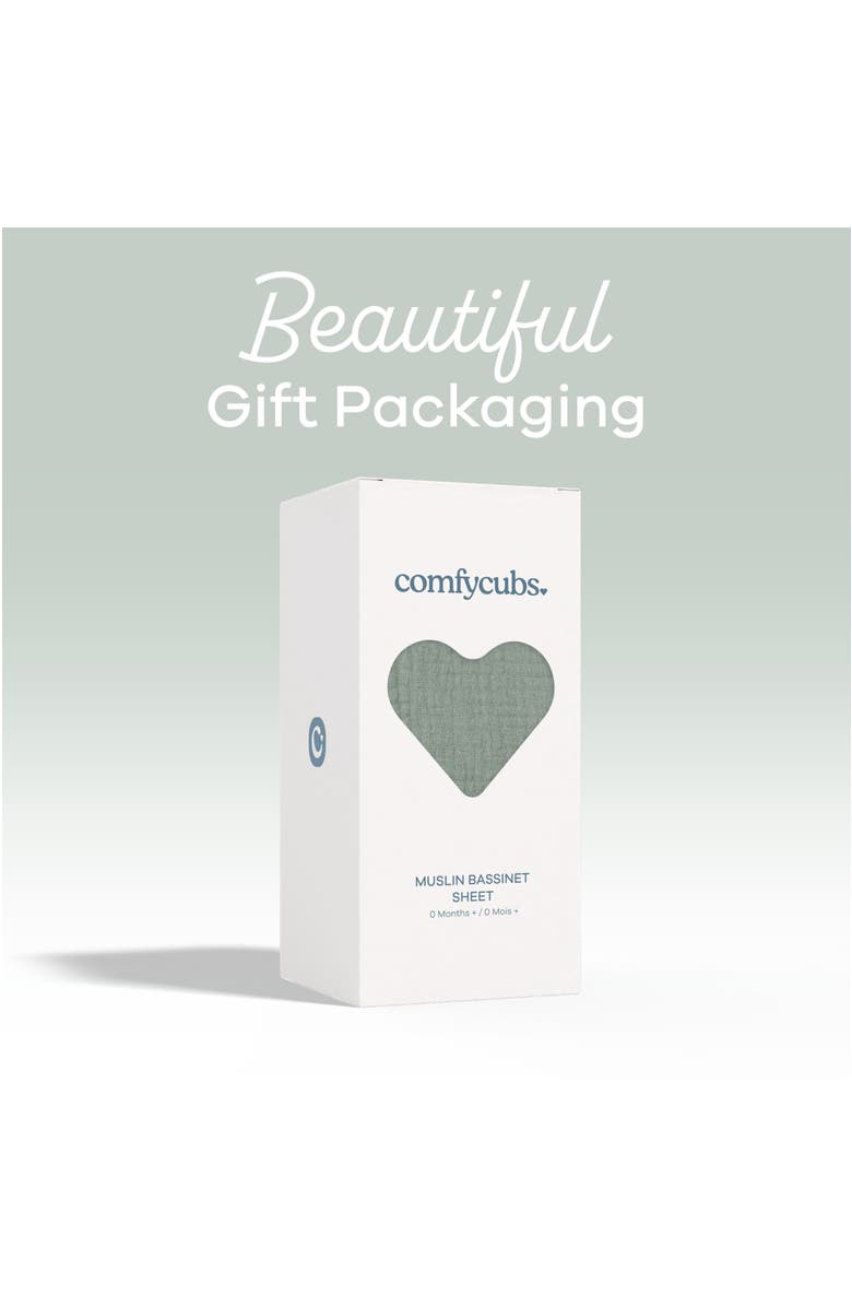 Comfy Cubs Muslin Fitted Bassinet Crib Sheet, Alternate, color, Fern