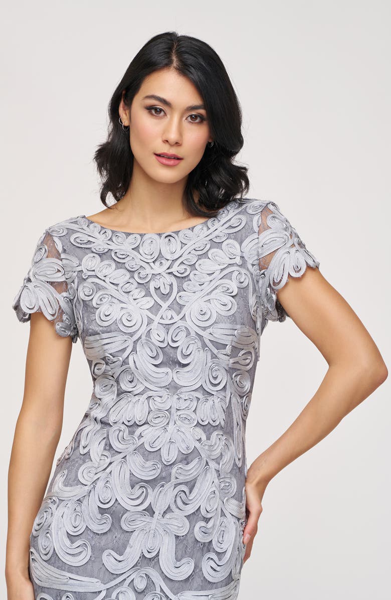 JS Collections Soutache Lace Cocktail Dress, Alternate, color, Gunmetal