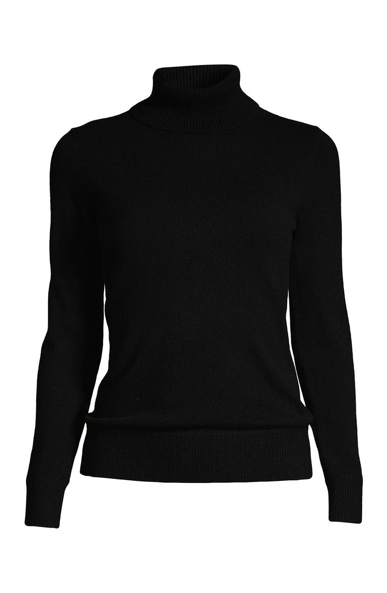 Lands' End Cashmere Turtleneck Sweater, Alternate, color, Black