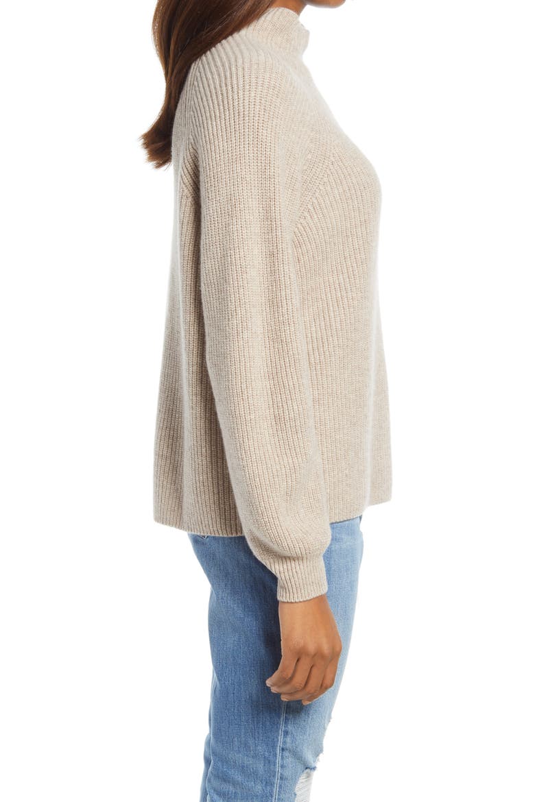 Georges Mock Neck Cashmere Sweater, Alternate, color, OATMEAL
