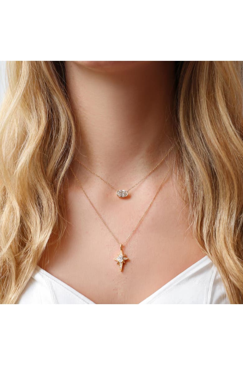 Lab Grown Diamond Starburst Necklace, Alternate, color, 14K Yellow Gold