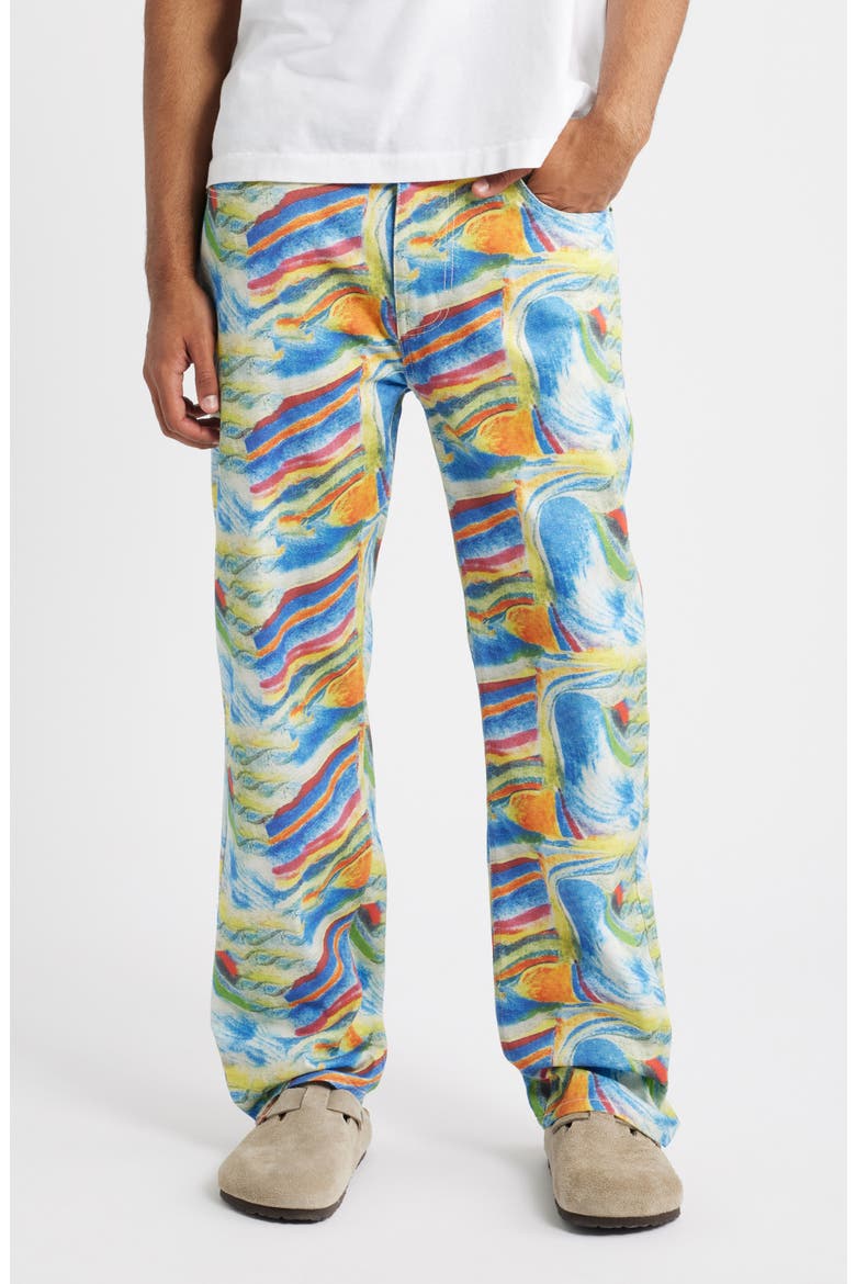 Art Straight Cotton Twill Pants, Main, color, BLUE
