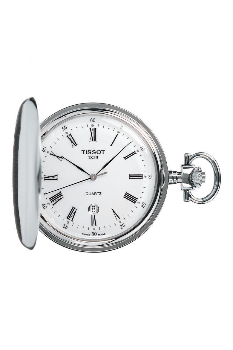 Savonnette Pocket Watch, 48mm, Main, color, SILVER/ WHITE