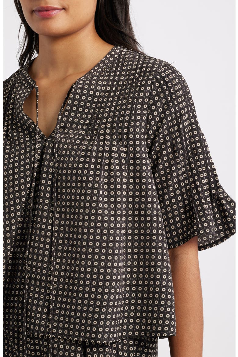 Dot Print Boho Top, Alternate, color, DARK BROWN/ TAUPE