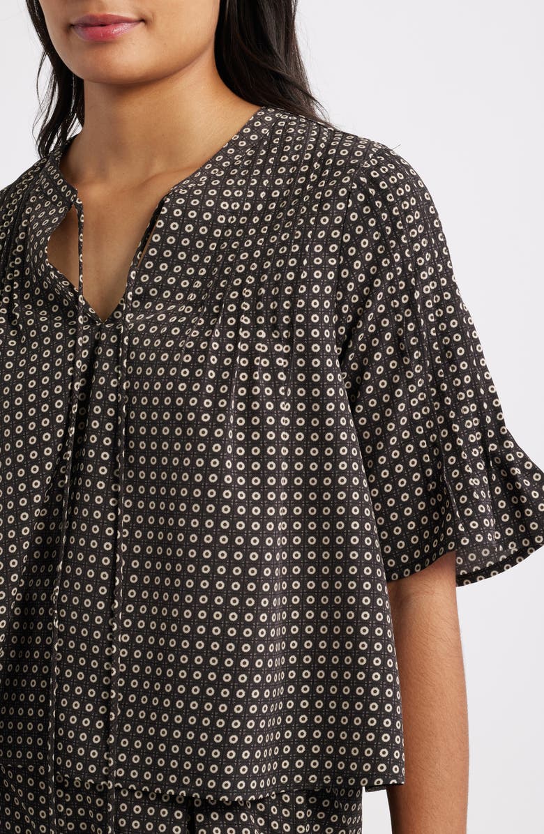 Bobeau Dot Print Boho Top, Alternate, color, Dark Brown/ Taupe
