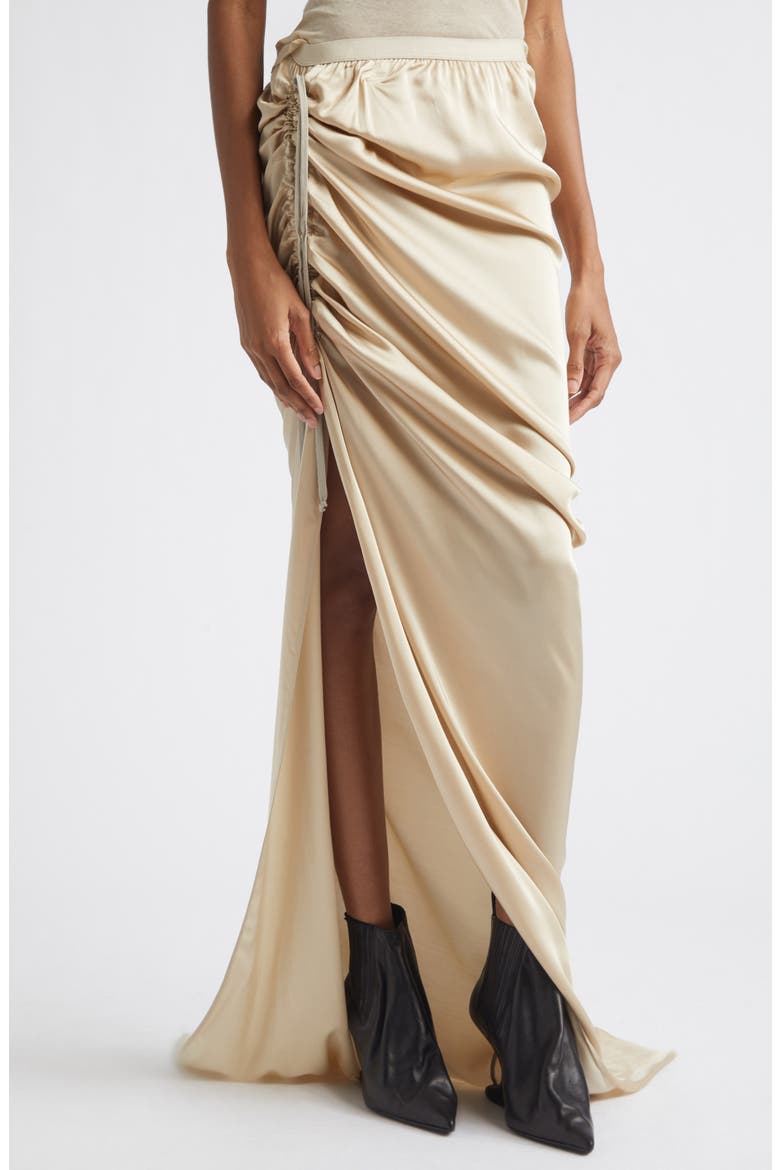 Edfu Ruched Satin Skirt, Alternate, color, SAND