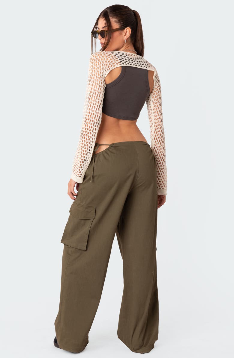 EDIKTED Carlo Low Rise Side Cutout Cargo Pants, Alternate, color, Olive