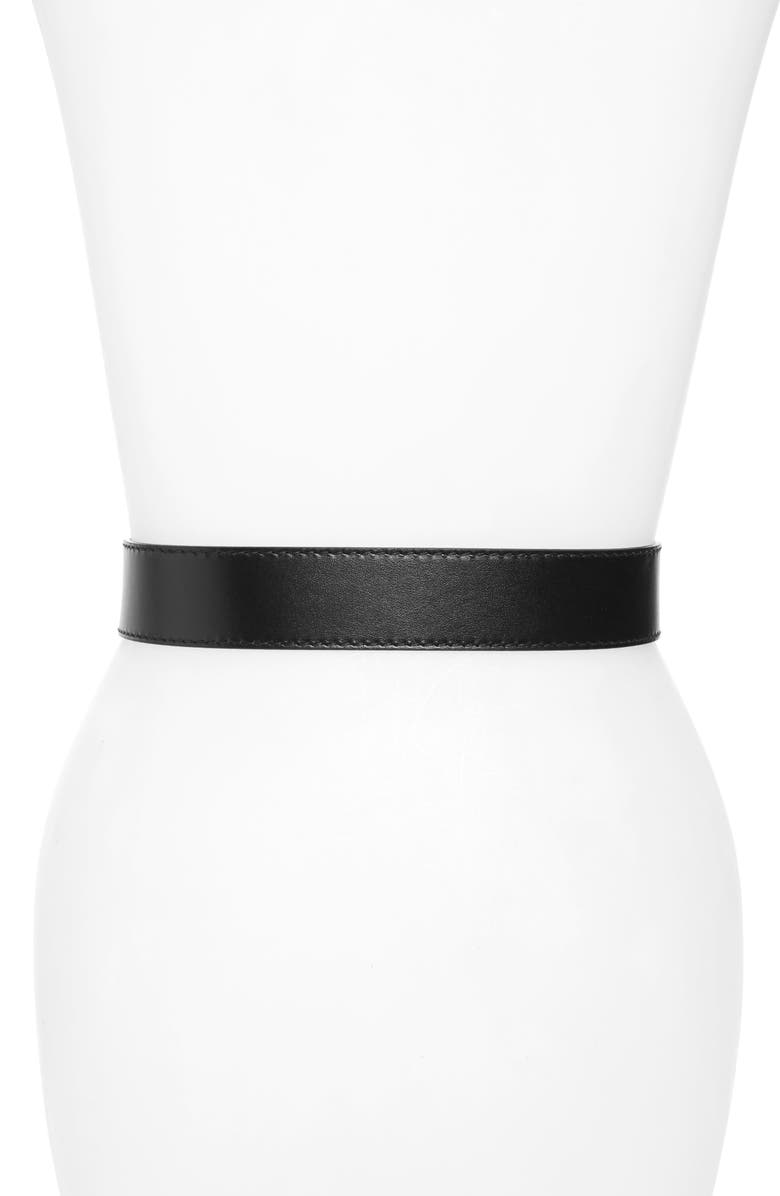 Gucci Lion Head Leather Belt, Alternate, color,