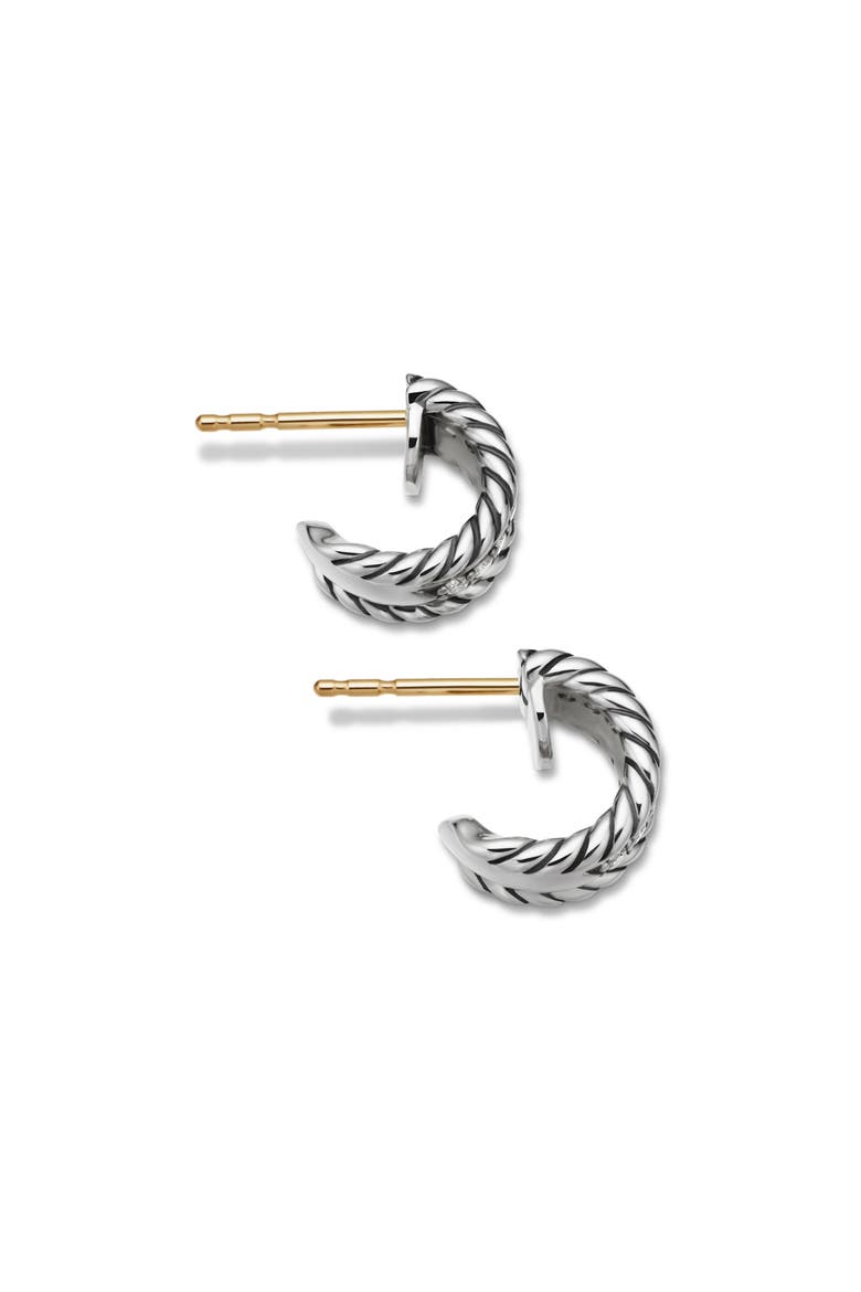 Cable Classics Extra Small Earrings with Diamonds, Alternate, color, DIAMOND