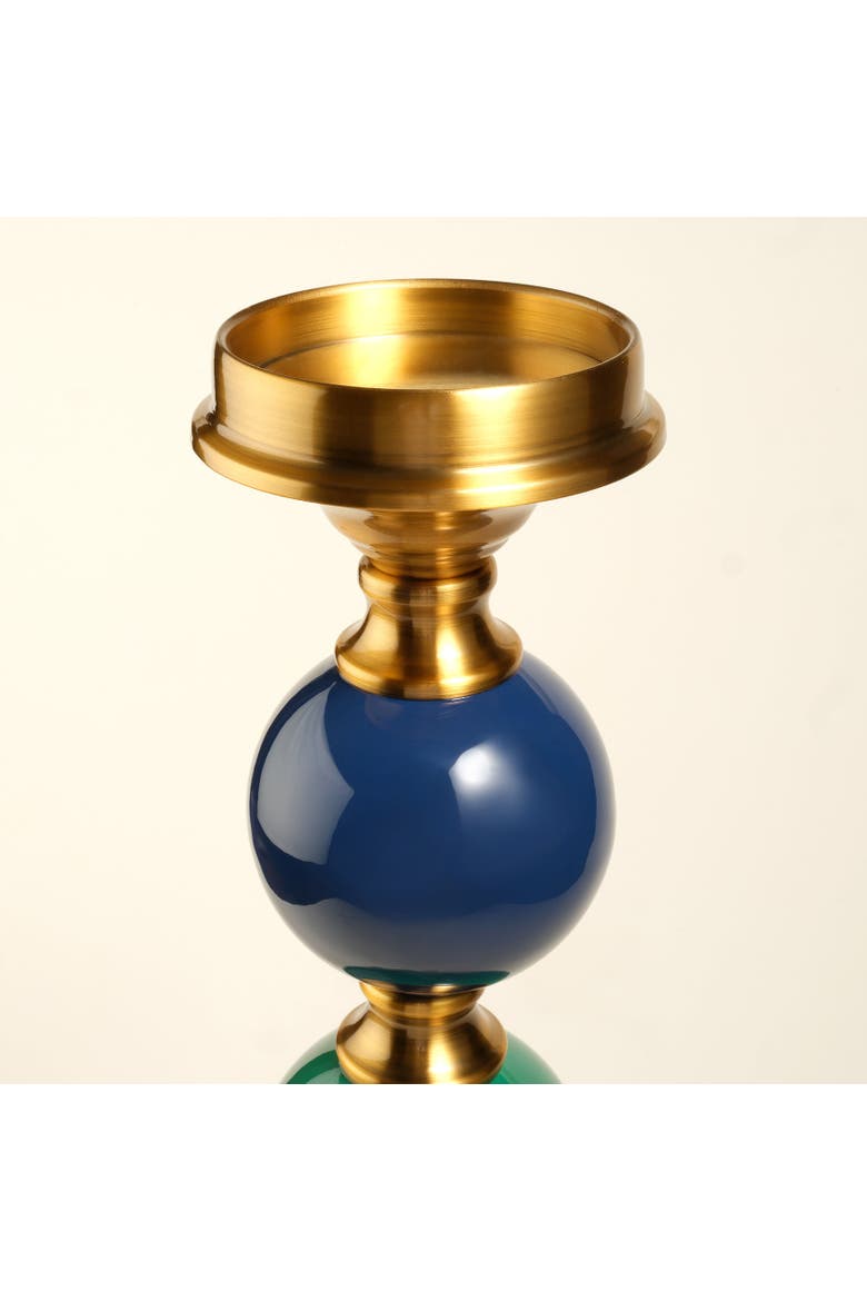 Tanbu 4 Round Porcelain Candlestick 4.5" Ambient Decor, Alternate, color, Green- Blue - Gold
