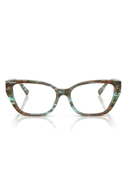 Tiffany & Co . 52mm Cat Eye Optical Glasses In Blue Havana