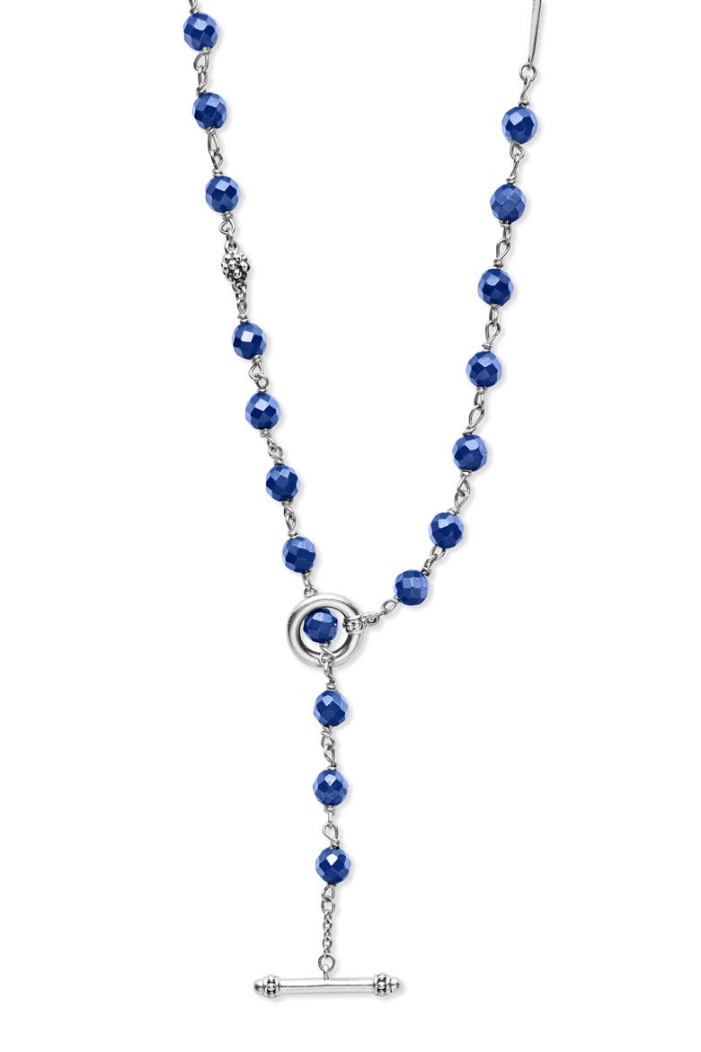 Caviar Icon Ultramarine Ceramic Bead Dual Layer Toggle Necklace, Alternate, color, MARINE