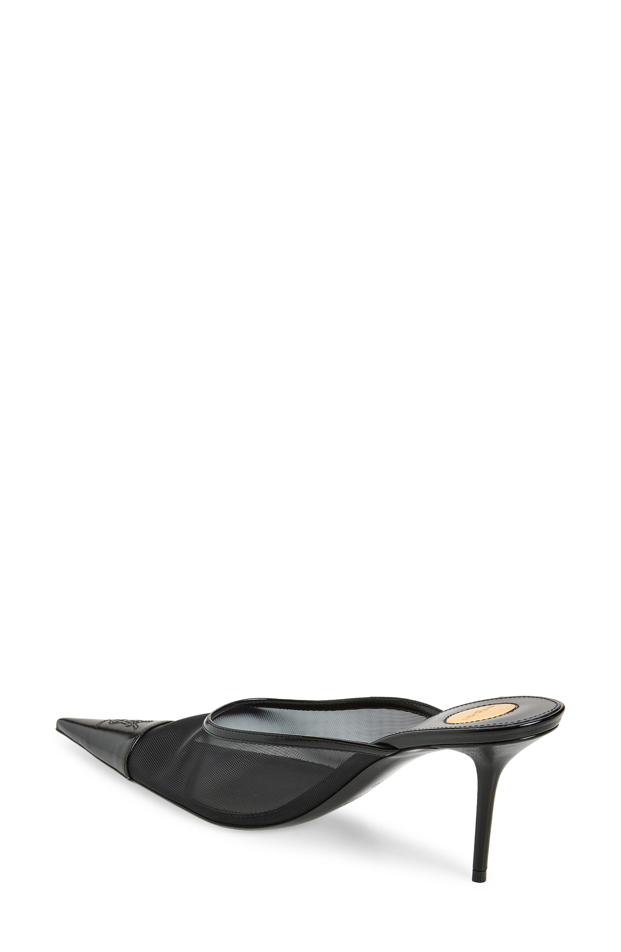 Saint Laurent Renee Pointed Toe Mule, Alternate, color, Nero/ Nero