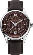 FREDERIQUE CONSTANT Runabout GMT Automatic Leather Strap Watch, 42mm