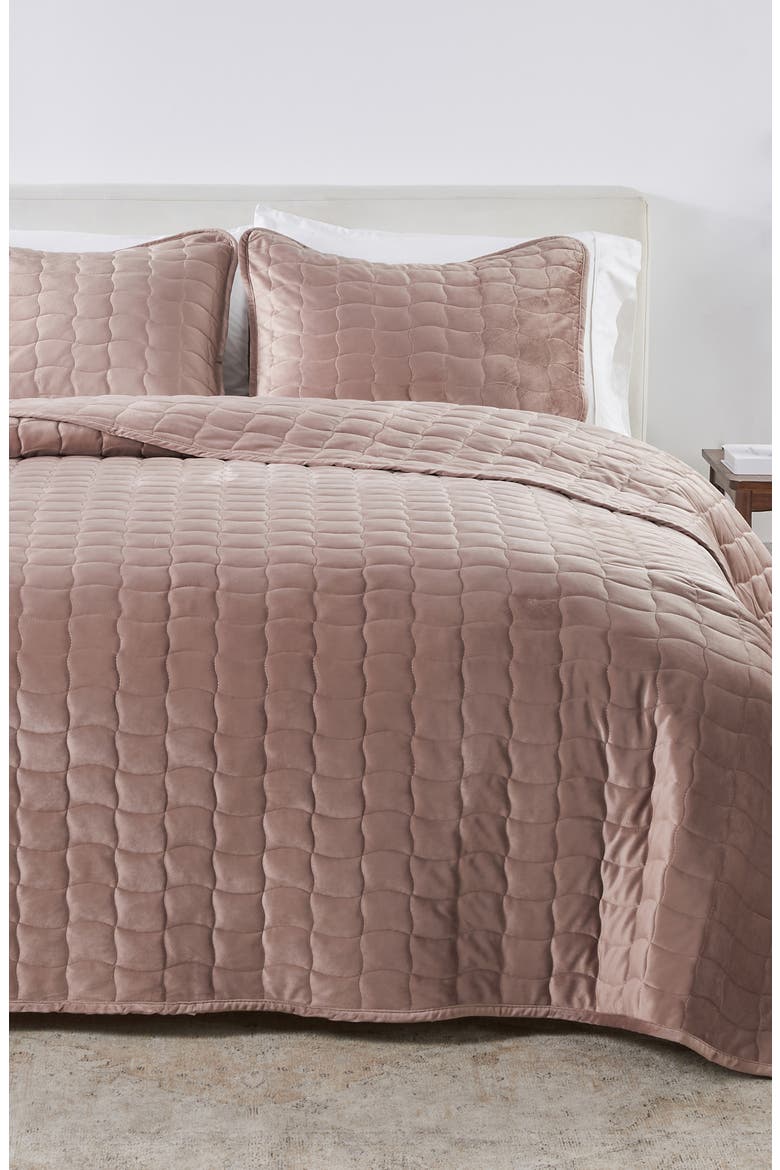 Velvet Box Stitch Quilt Set, Main, color, CAPPUCCINO
