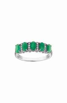 FZN Sterling Silver Emerald & Diamond Ring