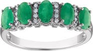 FZN Sterling Silver Emerald & Diamond Ring