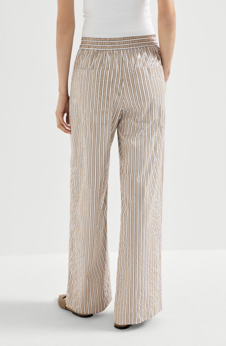 Brunello Cucinelli Dazzling stripes pyjama-style trousers, Alternate, color, Beige