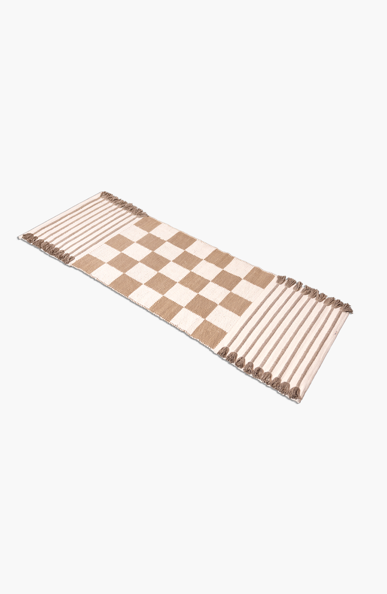 Bennd Checkmate Ayurvedic Yoga Mat, Main, color, Beige/White Checkerboard