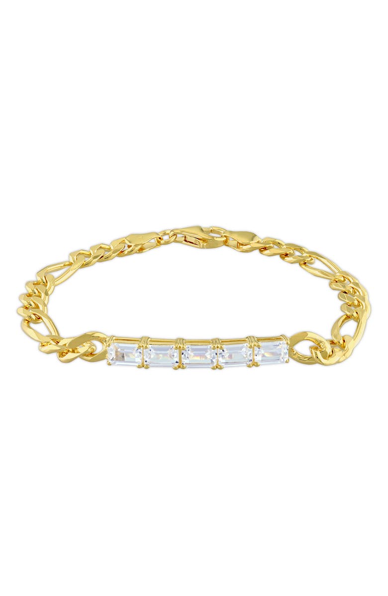 DELMAR Baguette Cut Created Sapphire Curb Chain Bracelet, Main, color, 