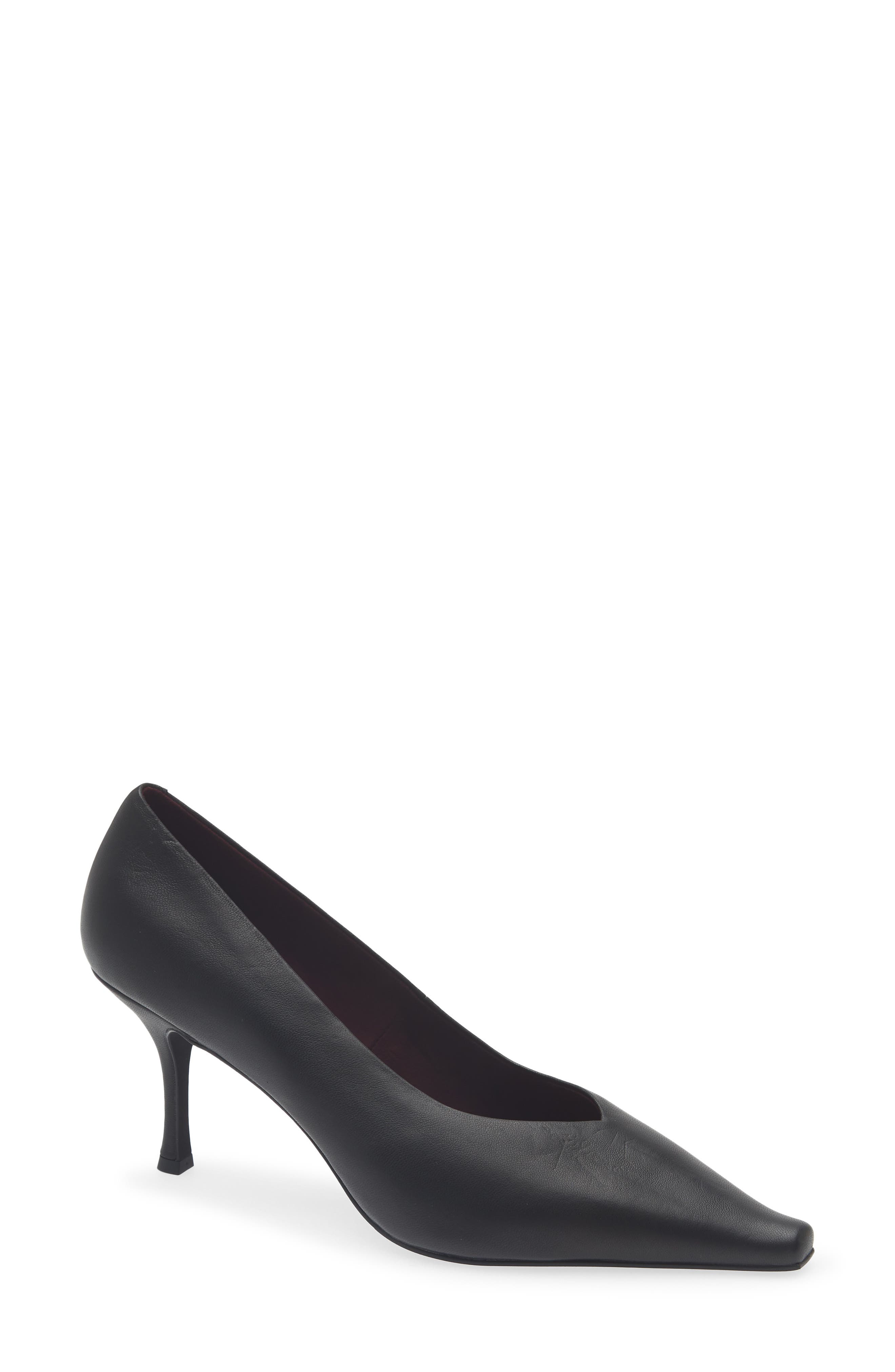 Campaign Leather Pointed Toe Pump, Main, color, BLACK