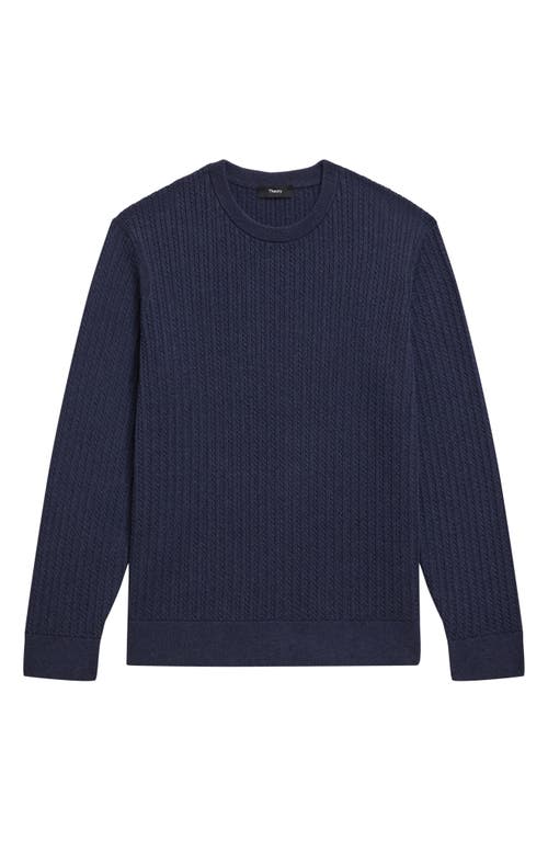 Theory Riland Cabled Cotton Crewneck Sweater