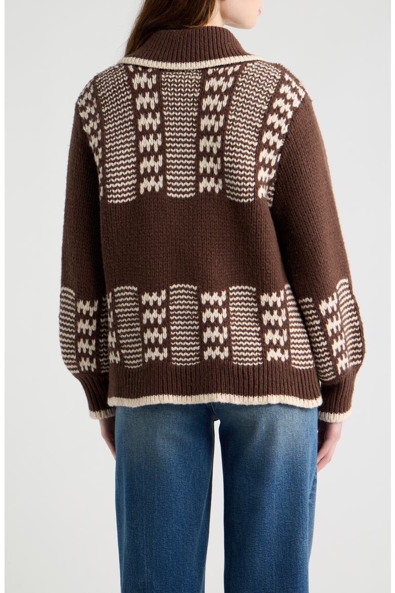 The Chalet Cardigan Sweater, Alternate, color, WALNUT AND CREAM