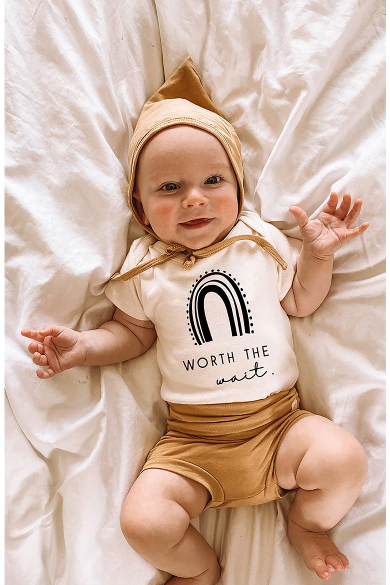 Worth the Wait Rainbow Organic Cotton Bodysuit, Alternate, color, NATURAL