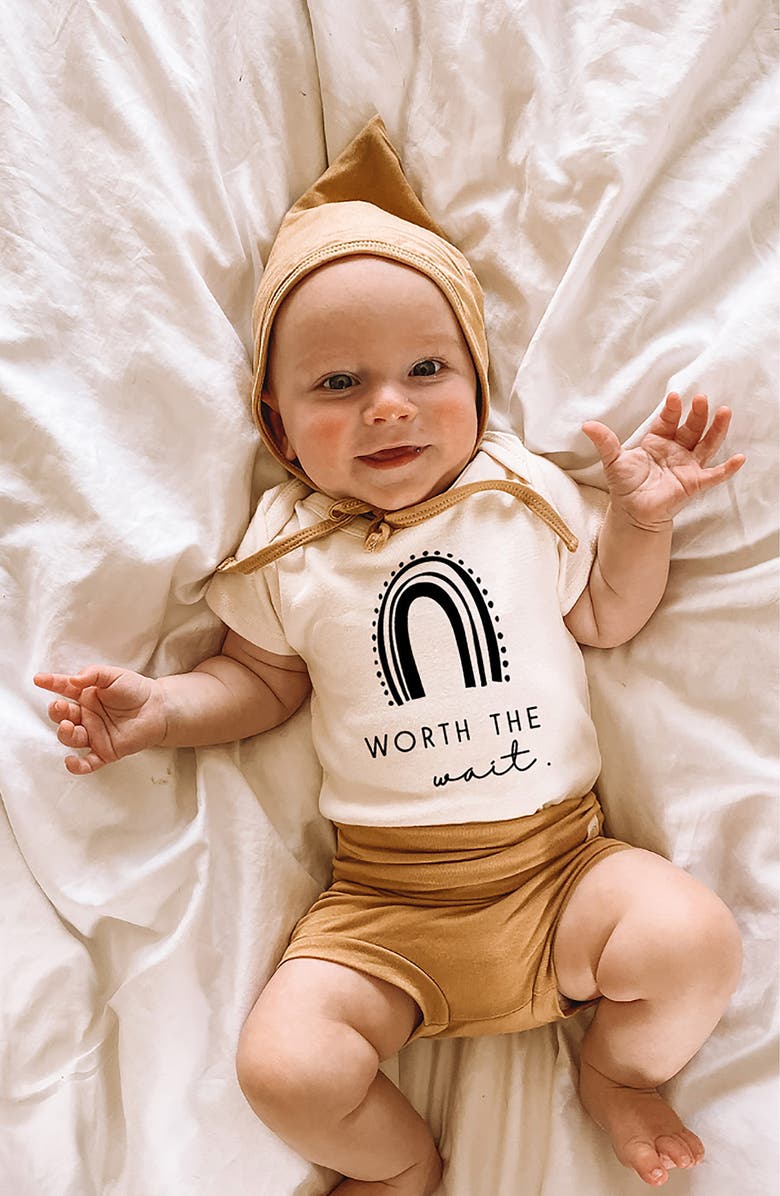 Tenth & Pine Worth the Wait Rainbow Organic Cotton Bodysuit, Alternate, color, 