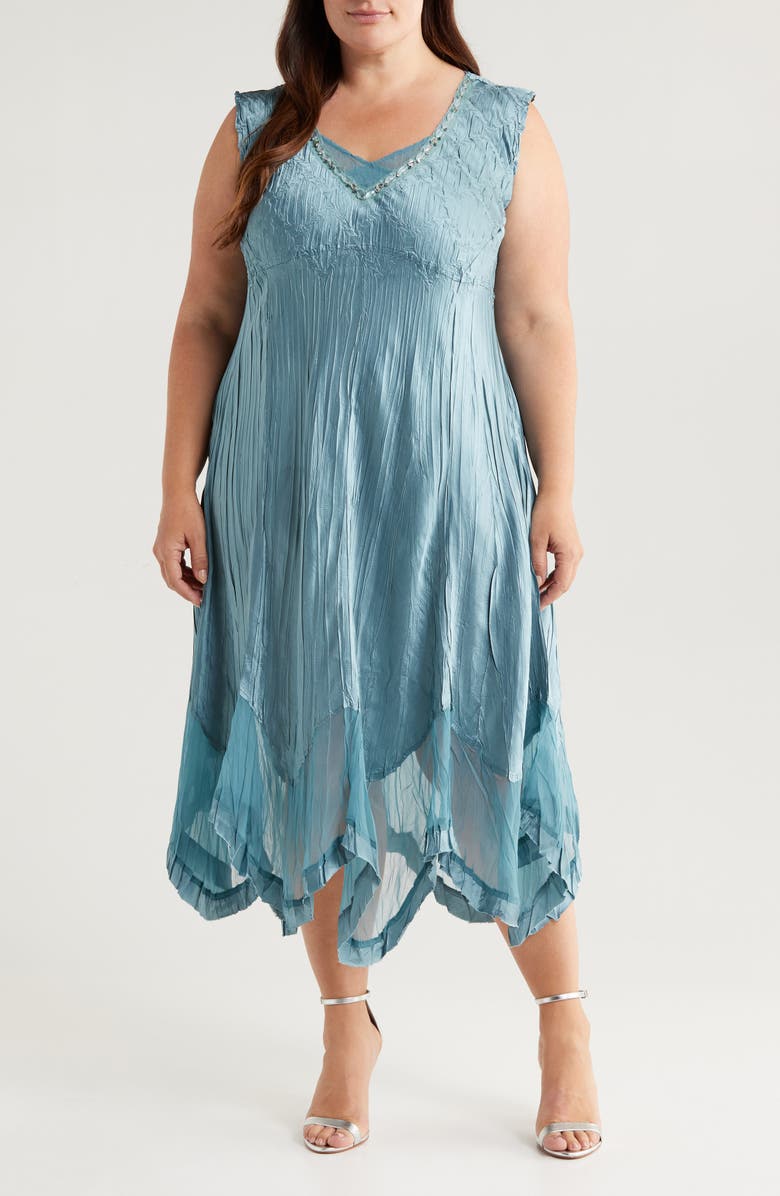 Komarov Pleated Charmeuse & Chiffon Dress & Jacket Set, Alternate, color, 