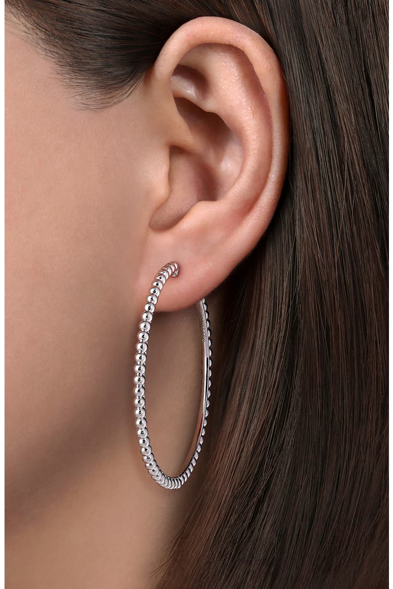 Bujukan Sterling Silver Hoop Earrings, 50mm, Alternate, color, STERLING SILVER