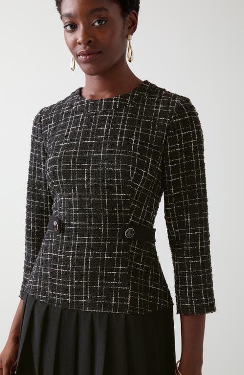 Lk Bennett Maxine Metallic Tweed Pleated Dress In Black