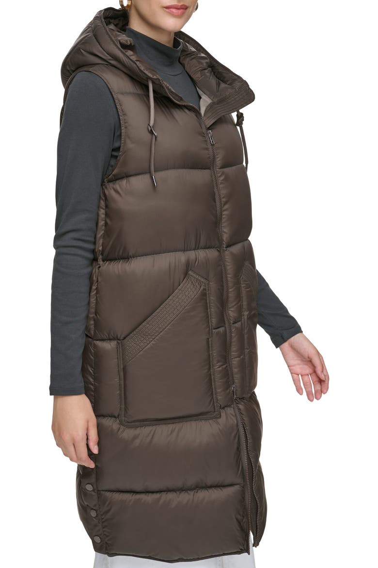 Kerr Hooded Longline Puffer Vest, Alternate, color, CHOCOLATE