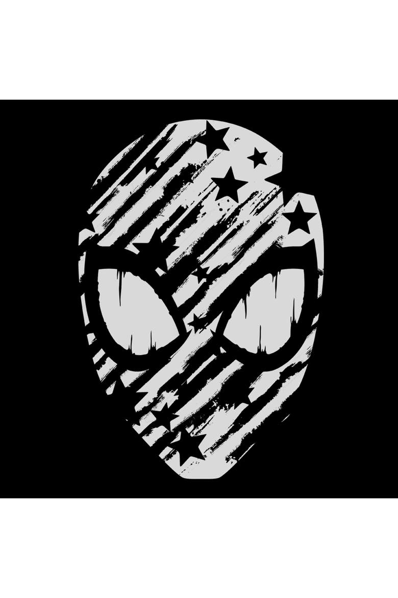 Junior's Stars and Stripes Mask Short Sleeve Oversized T-Shirt, Alternate, color, Black