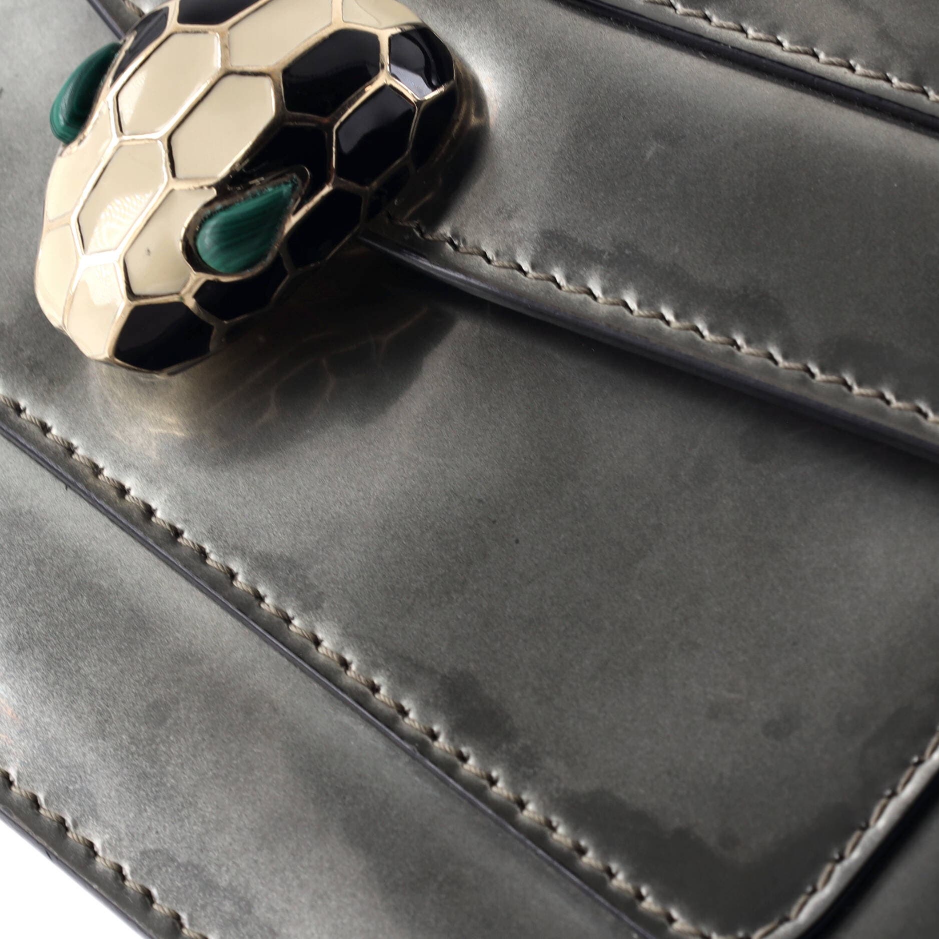 Serpenti Forever Shoulder Bag Metallic Leather Small, Alternate, color, Metallic Silver